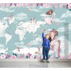Дизайнерские фотообои по индивидуальному размеру Citydecor Princess (карта мира с ростомером) 15