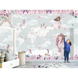 Дизайнерские фотообои по индивидуальному размеру Citydecor Princess (карта мира с ростомером) 16