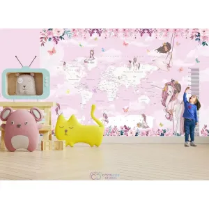 Дизайнерские фотообои по индивидуальному размеру Citydecor Princess (карта мира с ростомером) 18