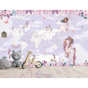 Дизайнерские фотообои по индивидуальному размеру Citydecor Princess (карта мира) 13