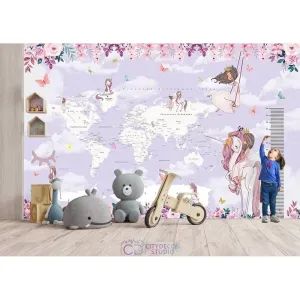 Дизайнерские фотообои по индивидуальному размеру Citydecor Princess (карта мира с ростомером) 19