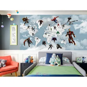 Дизайнерские фотообои по индивидуальному размеру Citydecor Superhero (карта мира) 2