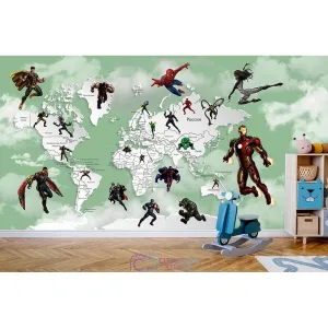 Дизайнерские фотообои по индивидуальному размеру Citydecor Superhero (карта мира) 12