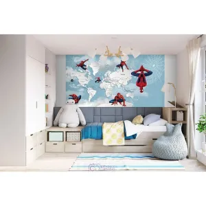 Дизайнерские фотообои по индивидуальному размеру Citydecor Superhero Spider-Man (карта мира) 3