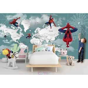 Дизайнерские фотообои по индивидуальному размеру Citydecor Superhero (карта мира с ростомером) Spider-Man 6