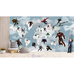 Дизайнерские фотообои по индивидуальному размеру Citydecor Superhero (карта мира с ростомером) 5