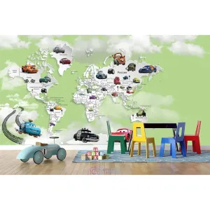 Дизайнерские фотообои по индивидуальному размеру Citydecor Superhero Молния МакКвин (карта мира) 3