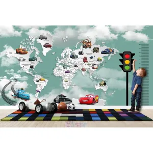 Дизайнерские фотообои по индивидуальному размеру Citydecor Superhero Молния МакКвин (карта мира с ростомером) 5