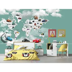 Дизайнерские фотообои по индивидуальному размеру Citydecor Superhero Молния МакКвин (карта мира) 1