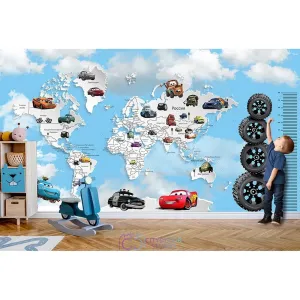 Дизайнерские фотообои по индивидуальному размеру Citydecor Superhero Молния МакКвин (карта мира с ростомером) 6