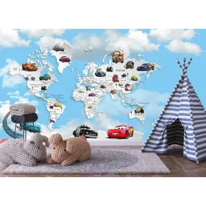 Дизайнерские фотообои по индивидуальному размеру Citydecor Superhero Молния МакКвин (карта мира) 2
