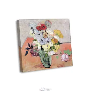 Модульная картина Citydecor &quot;Японская ваза с розами и анемонами&quot;, Винсент ван Гог. Репродукция, арт. 19.40 (1 модуль) 37x37 см