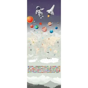 Дизайнерские фотообои рулонные Citydecor Карта мира &quot;Флаги и планеты&quot; 2 на флизелиновой основе 100x260 см