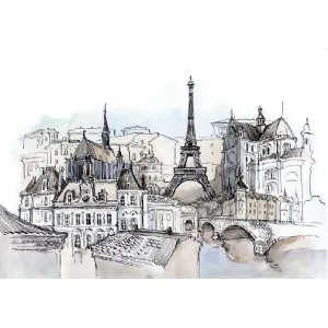 Фотообои рулонные Citydecor Акварельный Париж на флизелиновой основе 200x140 см