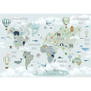 Фотообои рулонные Citydecor Карта мира на русском 10 на флизелиновой основе 200x140 см