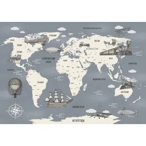 Фотообои рулонные Citydecor Карта мира на русском 9 на флизелиновой основе 200x140 см