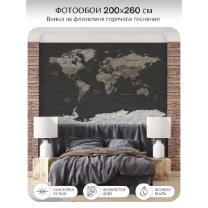 Фотообои рулонные Citydecor Карта мира 22 на флизелиновой основе 200x260 см