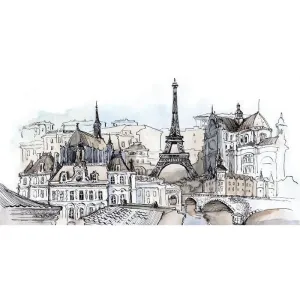 Фотообои рулонные Citydecor Акварельный Париж на флизелиновой основе 300x150 см