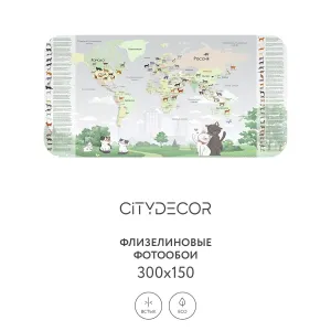 Дизайнерские фотообои рулонные Citydecor Детская (карта мира) 386 на флизелиновой основе 300x150 см Дизайнерские фотообои рулонные Citydecor Детская (карта мира) 386 на флизелиновой основе 300x150 см