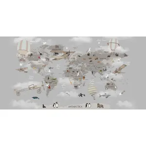 Фотообои рулонные Citydecor Карта мира на английском 1 на флизелиновой основе 300x150 см