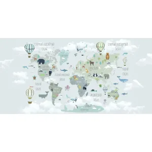 Фотообои рулонные Citydecor Карта мира на русском 10 на флизелиновой основе 300x150 см