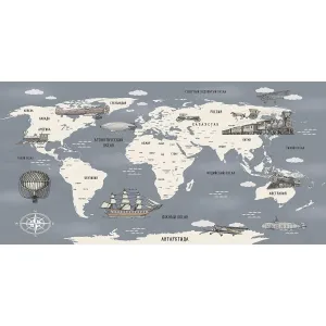Фотообои рулонные Citydecor Карта мира на русском 9 на флизелиновой основе 300x150 см