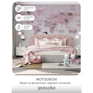 Фотообои рулонные Citydecor Детская (карта мира) 18 на флизелиновой основе 300x260 см