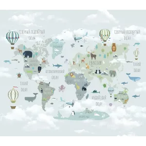 Фотообои рулонные Citydecor Карта мира на русском 10 на флизелиновой основе 300x260 см
