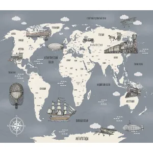 Фотообои рулонные Citydecor Карта мира на русском 9 на флизелиновой основе 300x260 см