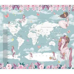 Дизайнерские фотообои рулонные Citydecor Princess (карта мира с ростомером) 15 на флизелиновой основе 300x260 см