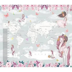 Дизайнерские фотообои рулонные Citydecor Princess (карта мира с ростомером) 16 на флизелиновой основе 300x260 см