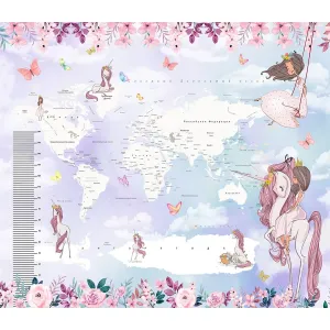 Дизайнерские фотообои рулонные Citydecor Princess (карта мира с ростомером) 17 на флизелиновой основе 300x260 см
