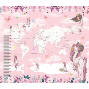 Дизайнерские фотообои рулонные Citydecor Princess (карта мира с ростомером) 20 на флизелиновой основе 300x260 см
