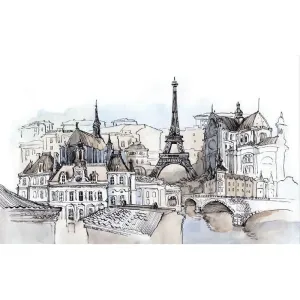 Фотообои рулонные Citydecor Акварельный Париж на флизелиновой основе 400x254 см