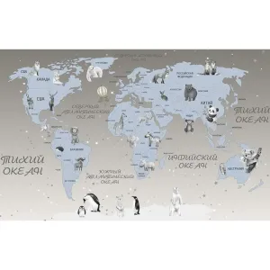 Фотообои рулонные Citydecor Карта мира на русском 5 на флизелиновой основе 400x254 см