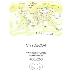 Фотообои рулонные Citydecor Детская (карта мира) 345 на флизелиновой основе 400x260 см