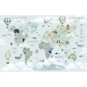 Фотообои рулонные Citydecor Карта мира на русском 10 на флизелиновой основе 400x260 см