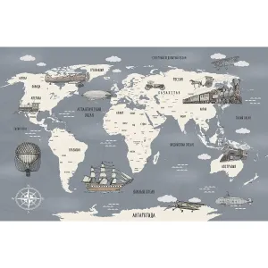 Фотообои рулонные Citydecor Карта мира на русском 9 на флизелиновой основе 400x260 см