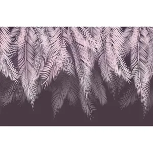 Фотообои рулонные Citydecor Пальмовые листья с оттенком (пудровый-пурпурный) на флизелиновой основе 400x260 см