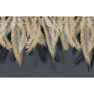 Фотообои рулонные Citydecor Пальмовые листья с оттенком (золотой-синий) на флизелиновой основе 400x260 см