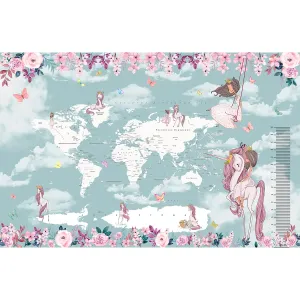 Дизайнерские фотообои рулонные Citydecor Princess (карта мира с ростомером) 15 на флизелиновой основе 400x260 см