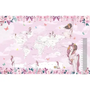 Дизайнерские фотообои рулонные Citydecor Princess (карта мира с ростомером) 18 на флизелиновой основе 400x260 см