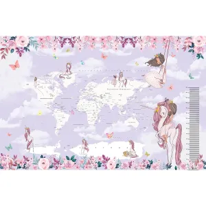 Дизайнерские фотообои рулонные Citydecor Princess (карта мира с ростомером) 19 на флизелиновой основе 400x260 см