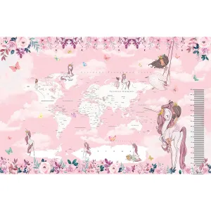 Дизайнерские фотообои рулонные Citydecor Princess (карта мира с ростомером) 20 на флизелиновой основе 400x260 см