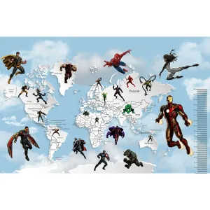 Дизайнерские фотообои рулонные Citydecor Superhero (карта мира с ростомером) 6 на флизелиновой основе 400x260 см