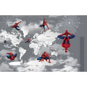 Дизайнерские фотообои рулонные Citydecor Superhero (карта мира с ростомером) Spider-Man 5 на флизелиновой основе 400x260 см