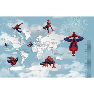 Дизайнерские фотообои рулонные Citydecor Superhero (карта мира с ростомером) Spider-Man 7 на флизелиновой основе 400x260 см