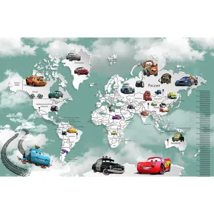 Дизайнерские фотообои рулонные Citydecor Superhero Молния МакКвин (карта мира с ростомером) 5 на флизелиновой основе 400x260 см