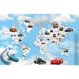 Дизайнерские фотообои рулонные Citydecor Superhero Молния МакКвин (карта мира с ростомером) 6 на флизелиновой основе 400x260 см