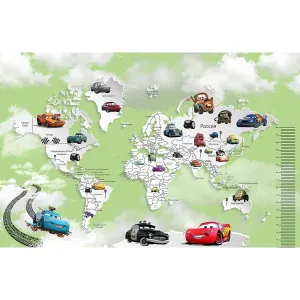 Дизайнерские фотообои рулонные Citydecor Superhero Молния МакКвин (карта мира с ростомером) 7 на флизелиновой основе 400x260 см